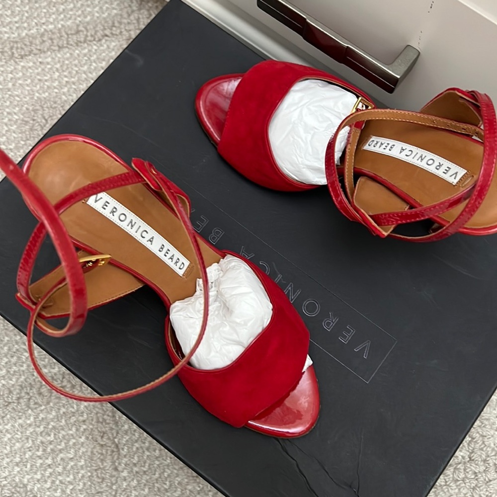 Red suede Veronica Beard heels